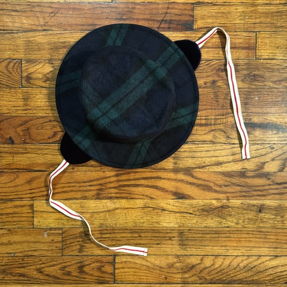 MAN REPELLER Thinking Cap Tartan Plaid Wool Hat Velvet Ear Covers Chin Tie - Picture 5 of 12